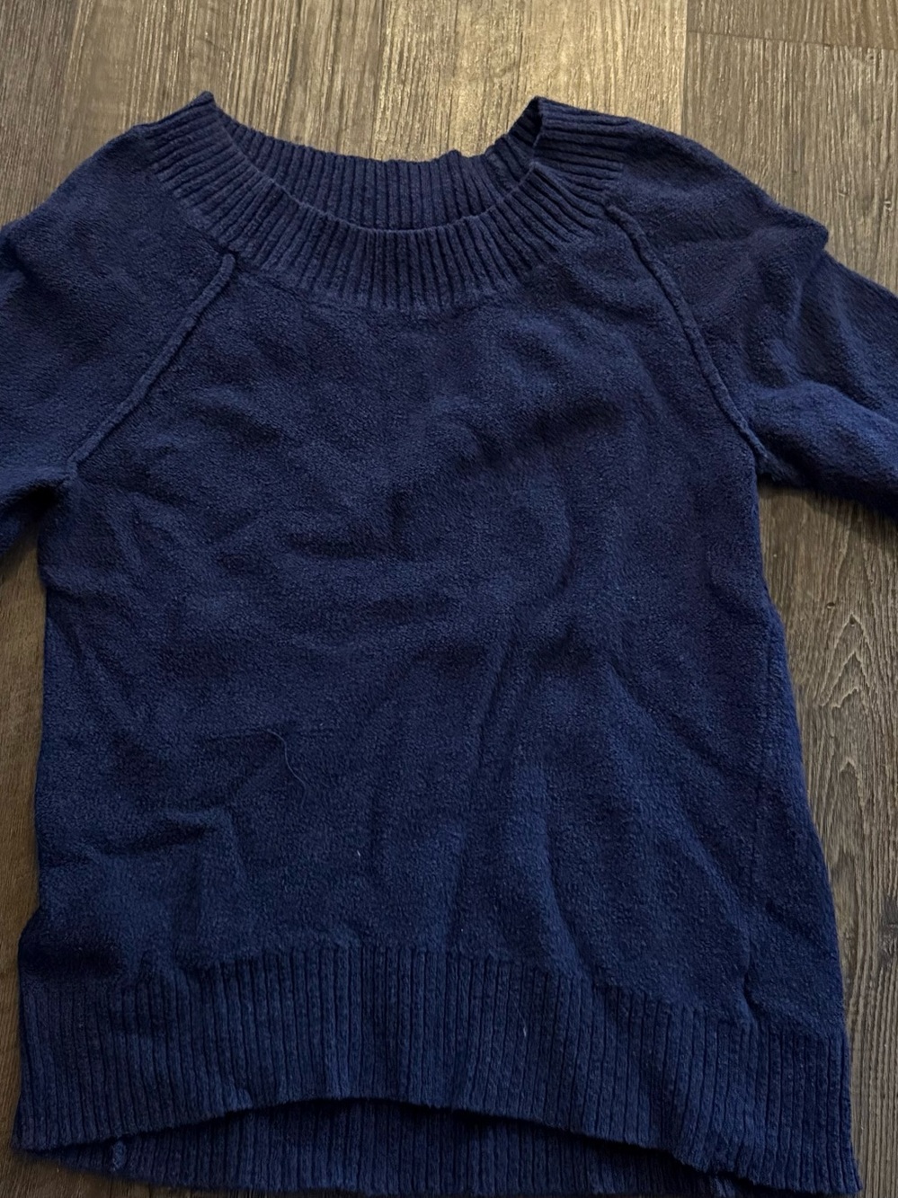 Navy Blue Women's Sweater - Classic Ribbed Crewneck
